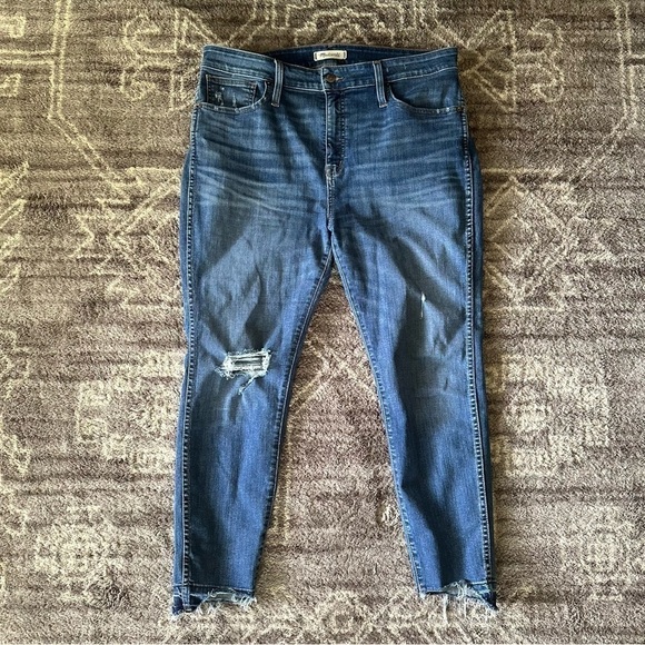 Madewell Petite Curvy High-Rise Skinny Jeans Drop Step-Hem Edition Raw Hem 33P - Picture 4 of 9